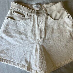 AF Ivory The Dad Short High Rise with Faux Leather Accents Curve Love 28